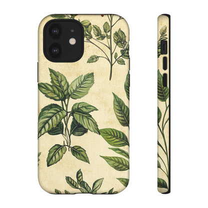 Botanical Leaves Tough Phone Case — Vintage Green Plant Print