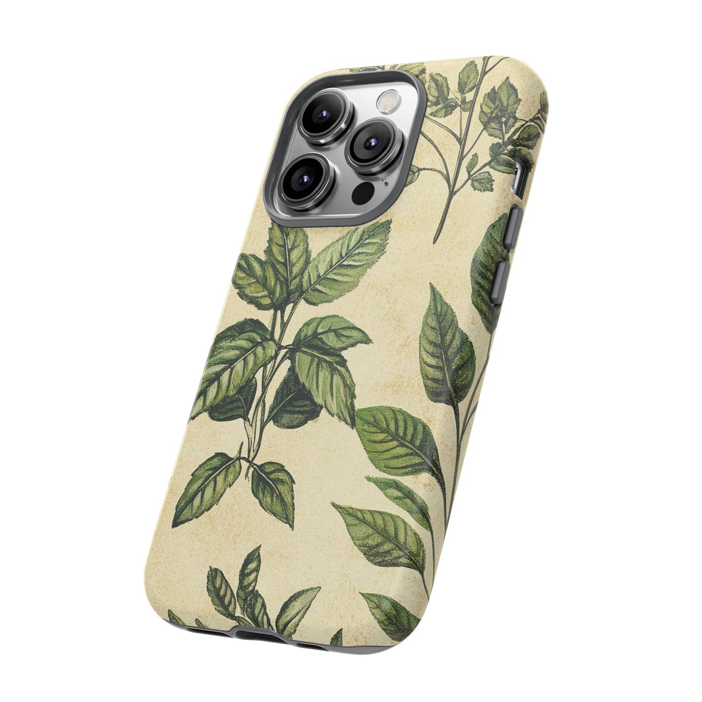 Botanical Leaves Tough Phone Case — Vintage Green Plant Print