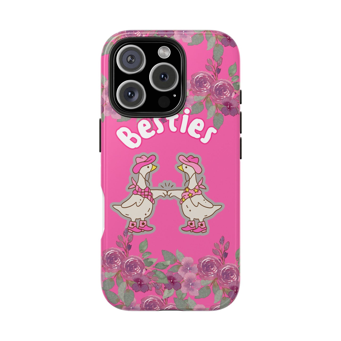 Colorful Floral Besties Phone Case, Tough Mobile Cover for Best Friends, Cute Gift for Friendship Day, Unique Cell Phone Protection