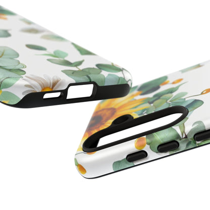 Sunflower & Eucalyptus Tough Phone Case — Protective Floral iPhone Case