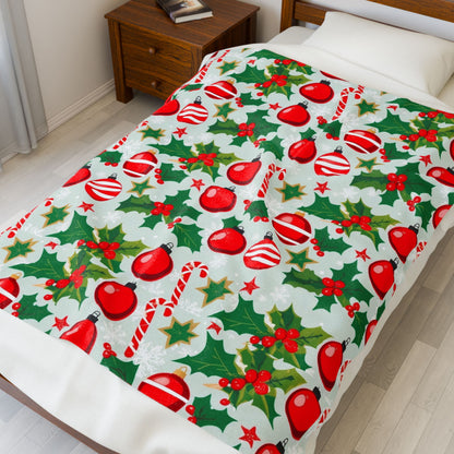 Cozy Christmas Velveteen Plush Blanket | Holiday Decor, Gift for Her, Winter Warmth, Seasonal Home Accent, Soft Throw