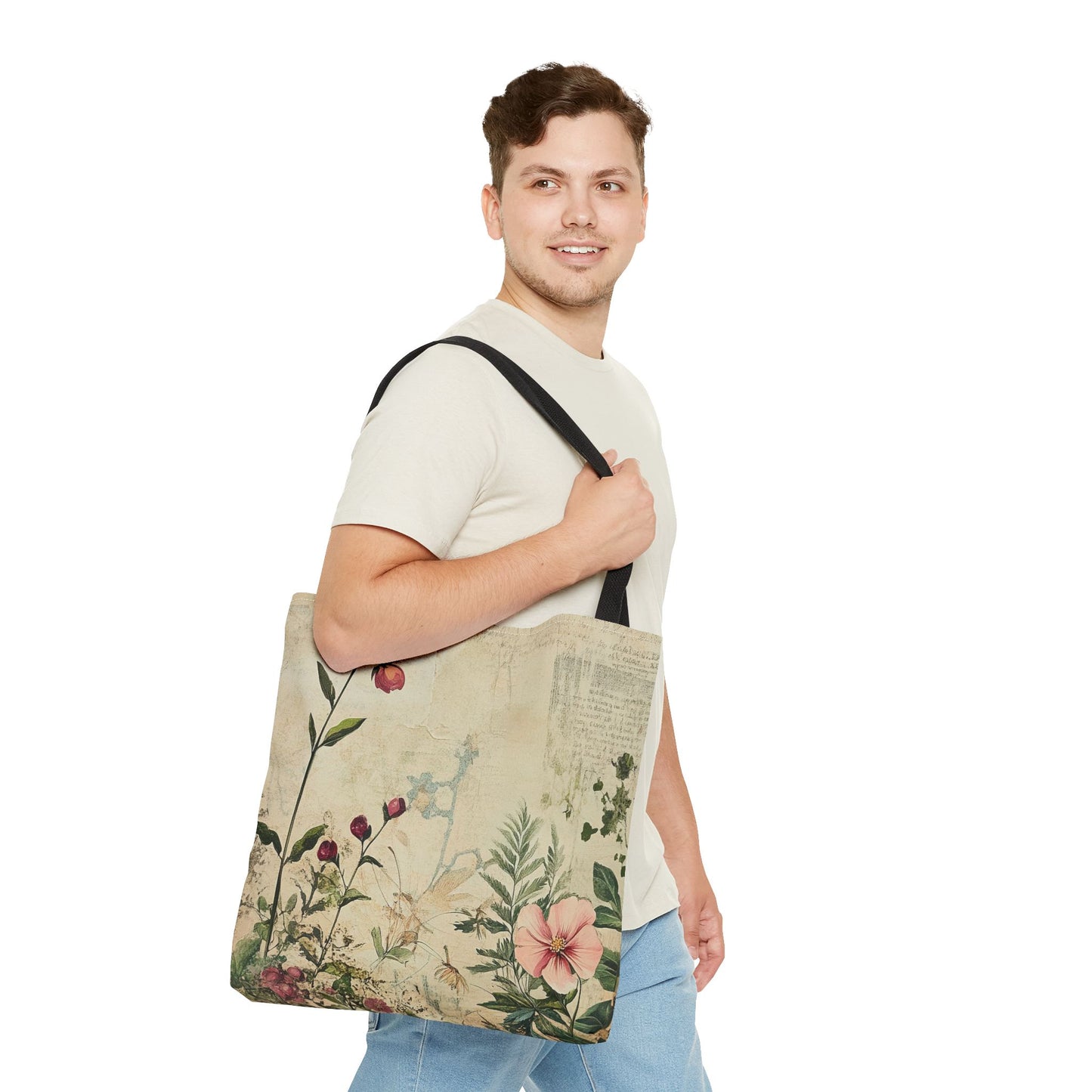 Vintage Floral Tote Bag — Botanical Garden Print AOP