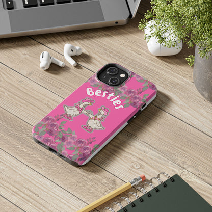 Colorful Floral Besties Phone Case, Tough Mobile Cover for Best Friends, Cute Gift for Friendship Day, Unique Cell Phone Protection