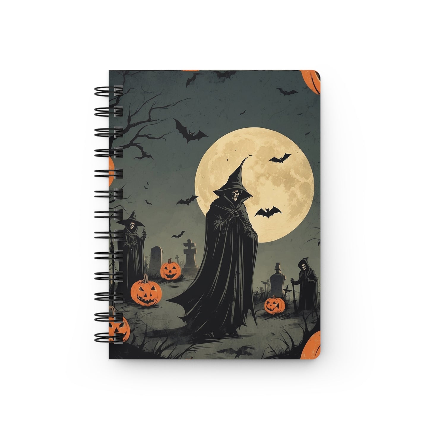 Spooky Halloween Journal, Spiral Bound Notebook for Writing, Gothic Decor, Witchy Gift, Fall Scrapbooking