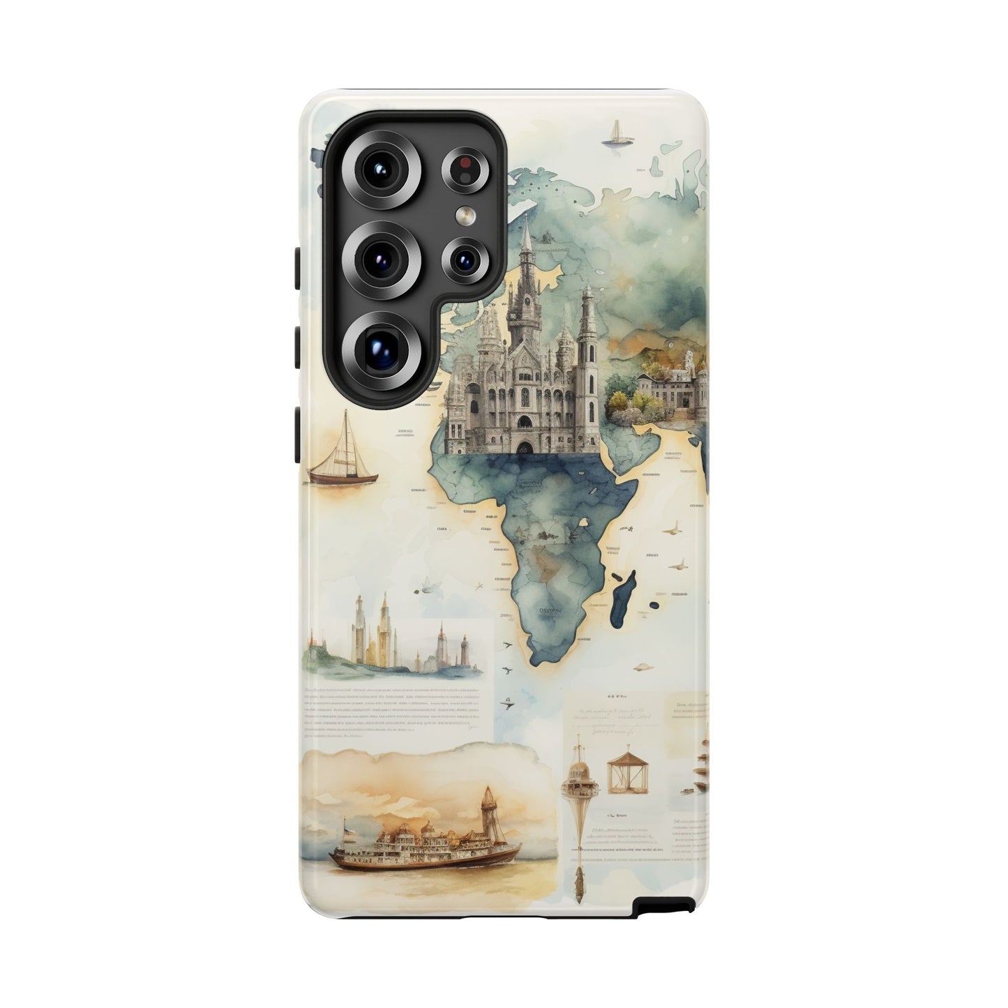 Hard Phone Case — Watercolor Fantasy Map Castle Design