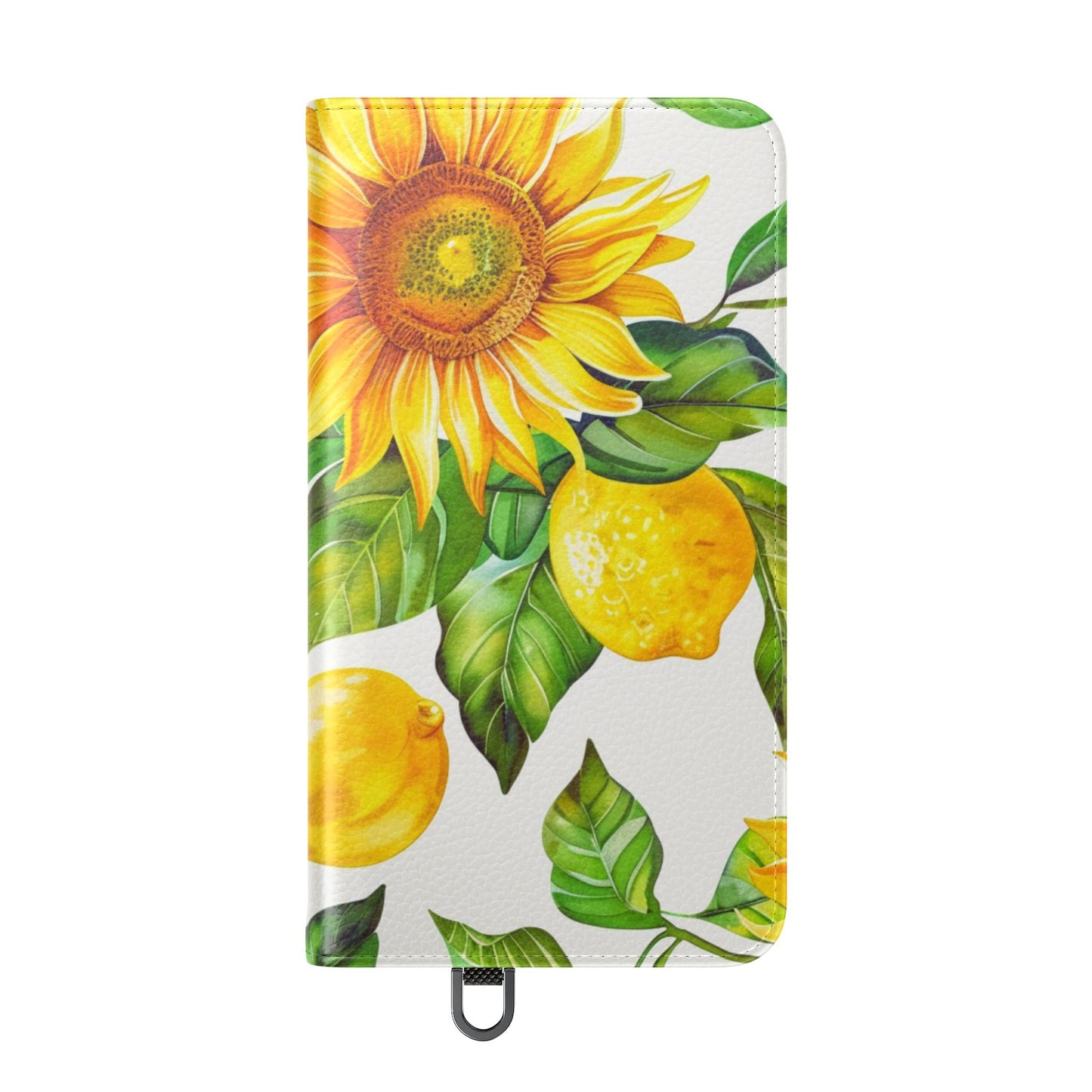 Sunflower & Lemon Flip Phone Case – Floral Wallet Flip Case with Card Slots