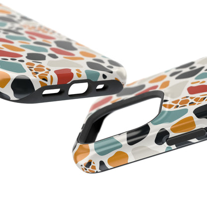 Terrazzo Pattern Magnetic Impact Phone Case — Colorful Retro Pebble Design