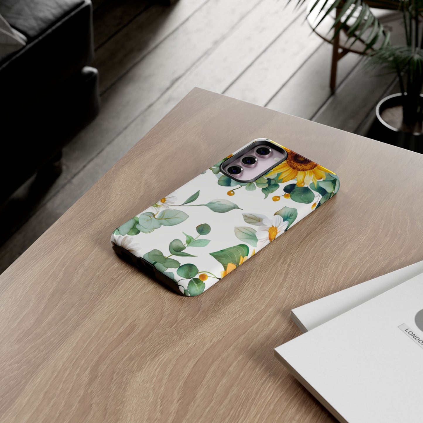 Sunflower & Eucalyptus Tough Phone Case — Protective Floral iPhone Case