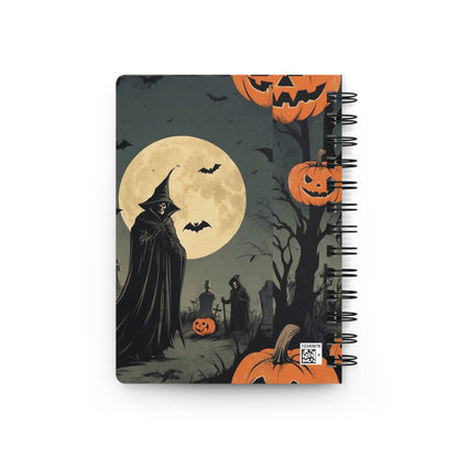 Spooky Halloween Journal, Spiral Bound Notebook for Writing, Gothic Decor, Witchy Gift, Fall Scrapbooking