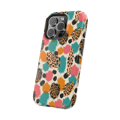 Leopard Splash Magnetic Impact Phone Case — Colorful Abstract Animal Print