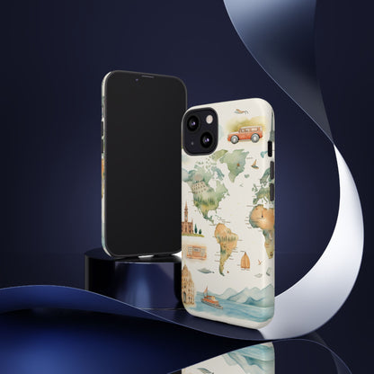 Hard Phone Case — Watercolor Fantasy Map Castle Design