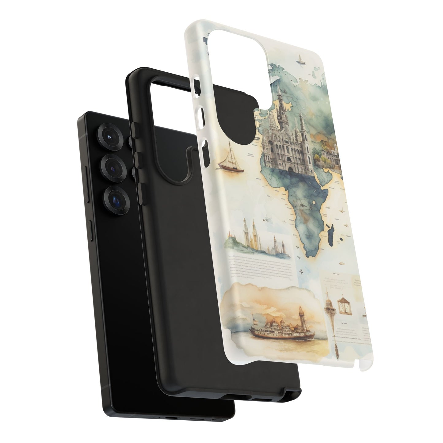 Hard Phone Case — Watercolor Fantasy Map Castle Design
