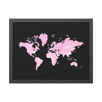 Pink Watercolor World Map Framed Poster,Coquette Poster