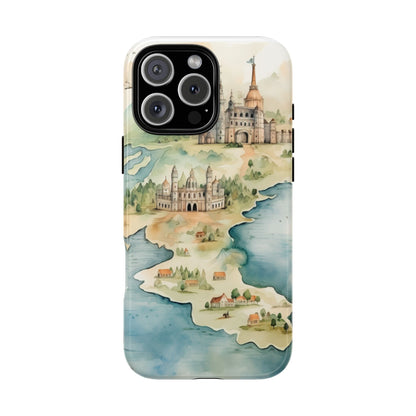 Hard Phone Case — Watercolor Fantasy Map Castle Design