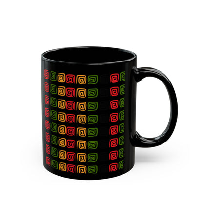 Eco-Friendly Spiral Pattern Coffee Mug, Ethnic Design Gift, Art Mug, Unique Ceramic Cup, Coffee Lover's Gift