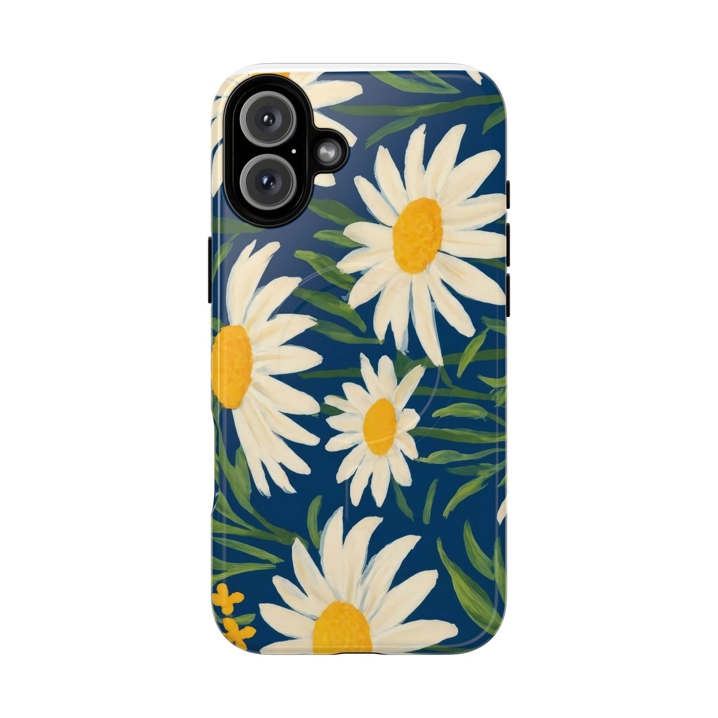 Daisy Floral IPhone Case-Tough Magnetic Cover ,Glossy Finish ,Retro Botanical Flower  Design.