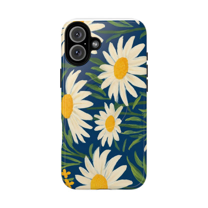 Daisy Floral IPhone Case-Tough Magnetic Cover ,Glossy Finish ,Retro Botanical Flower  Design.