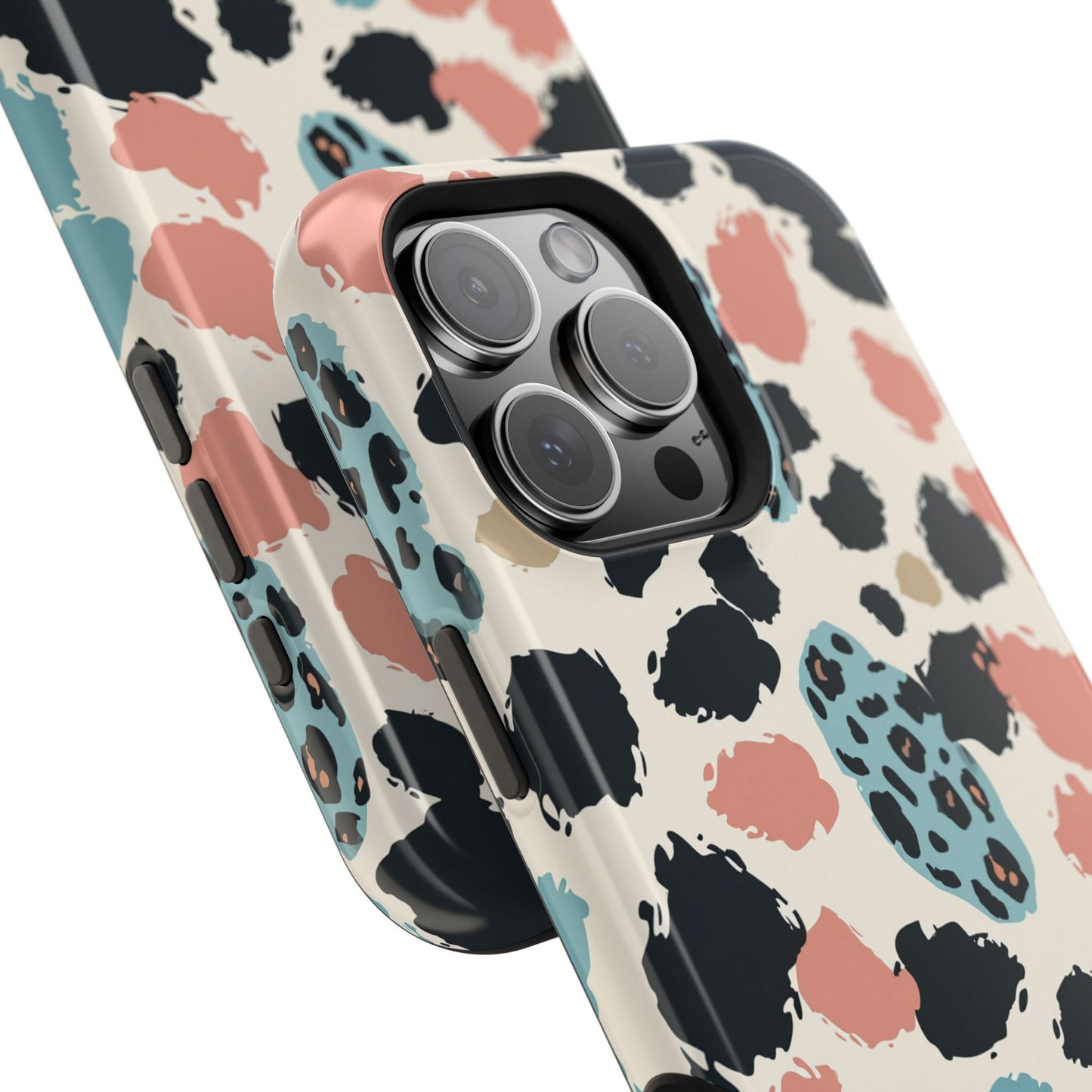 Leopard Splash Magnetic Impact Phone Case — Teal & Coral Animal Print