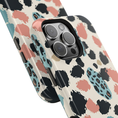 Leopard Splash Magnetic Impact Phone Case — Teal & Coral Animal Print