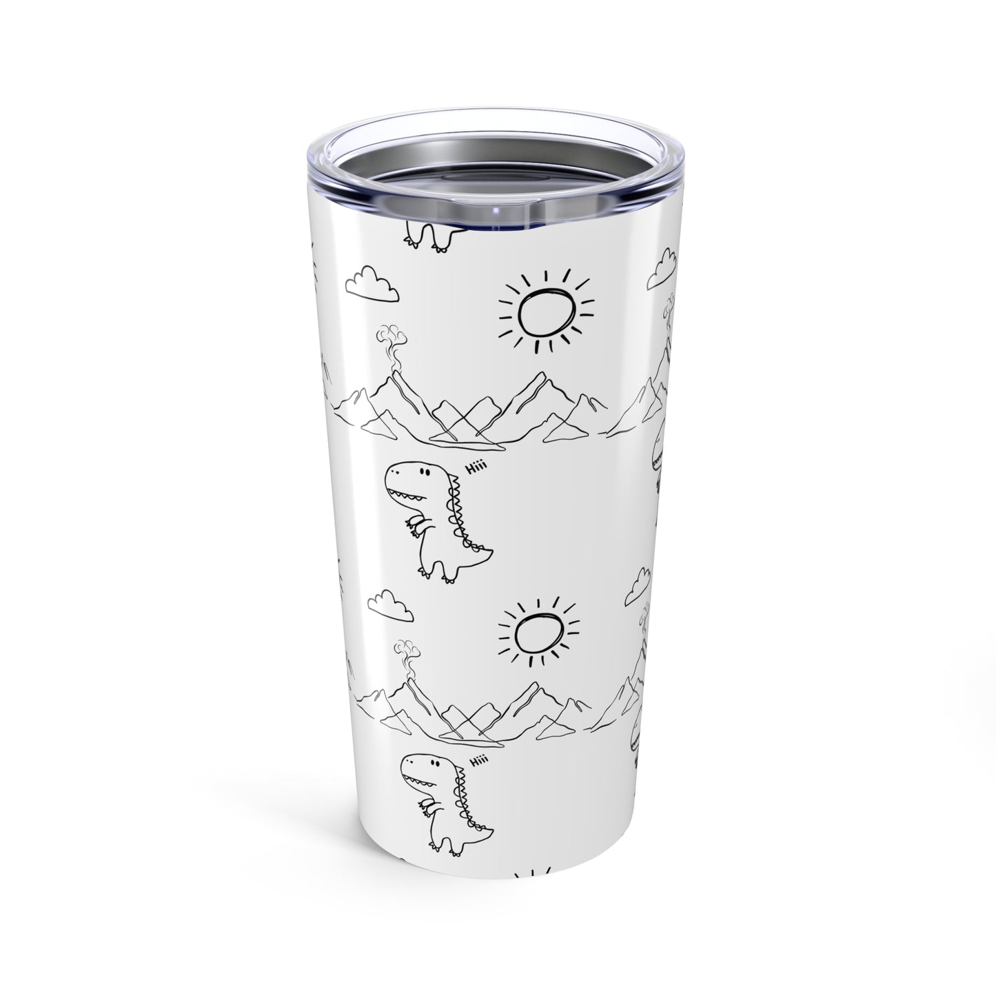 Tumbler 20oz | Stylish Travel Mug, Coffee Cup, Trendy Insulated Drinkware, Gift for Her,Gift for him ,dinosaurio tumbler white and black