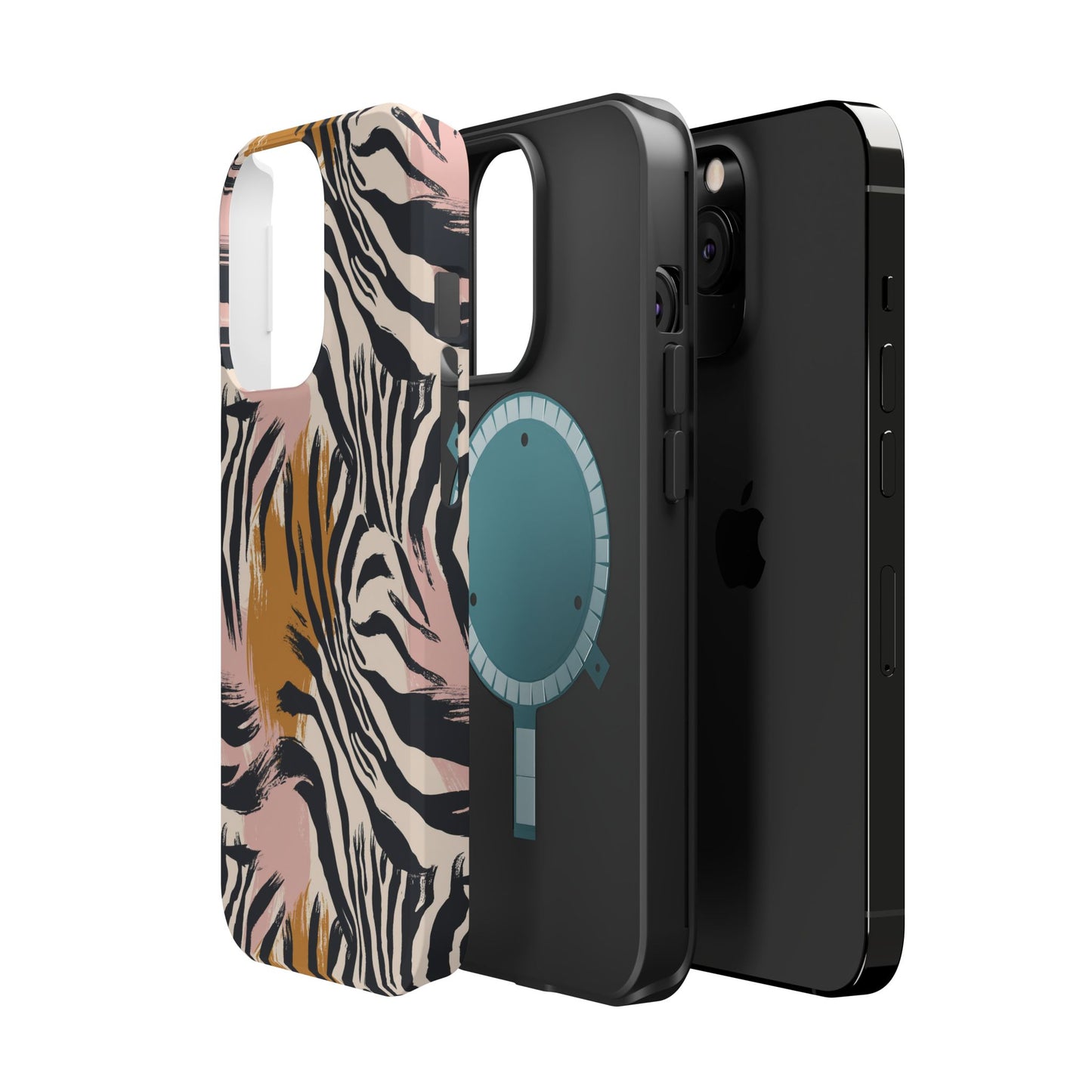 Zebra Brushstroke Magnetic Impact Phone Case,Africa Pattern