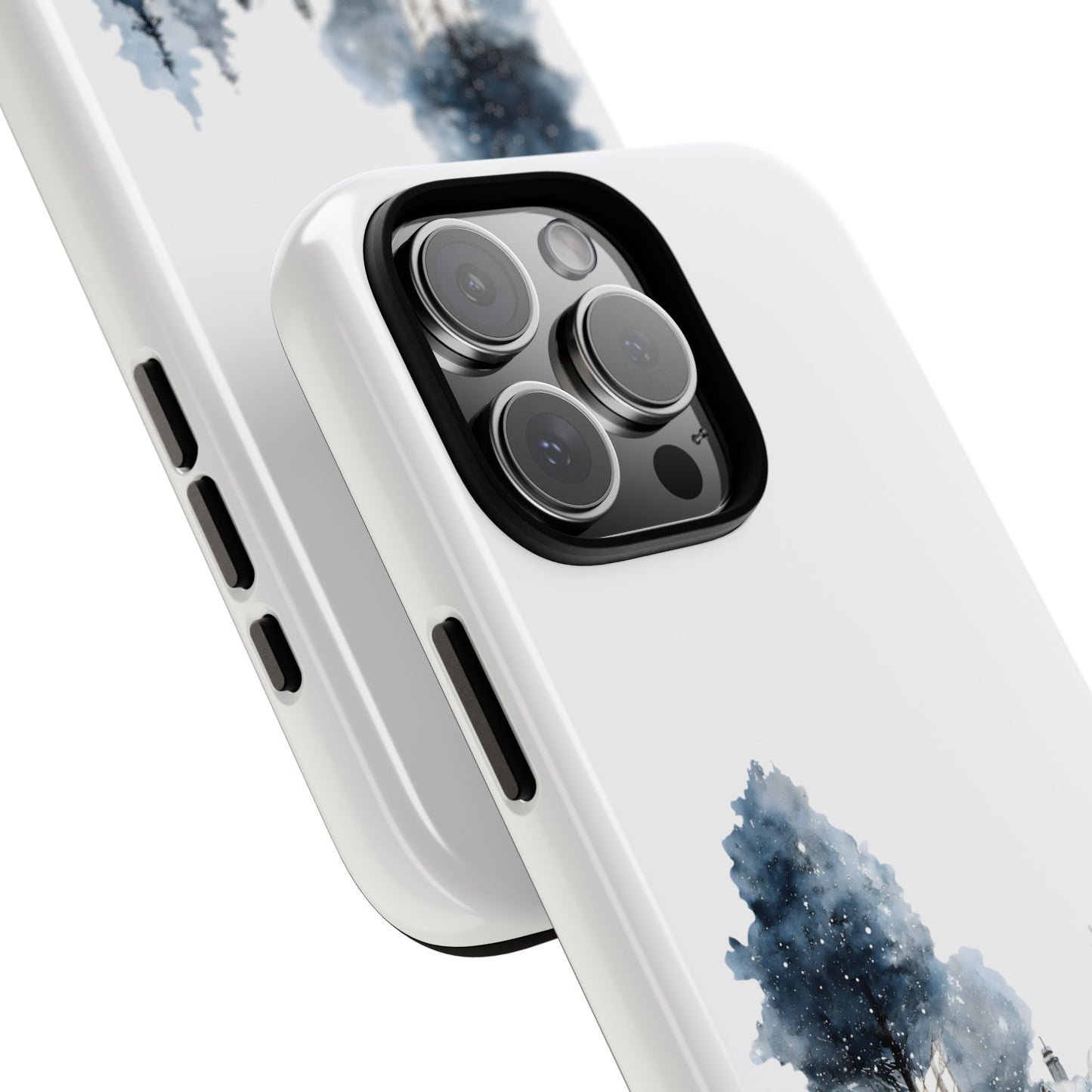 Nature-Inspired Tough Phone Case with Winter Cabin Design