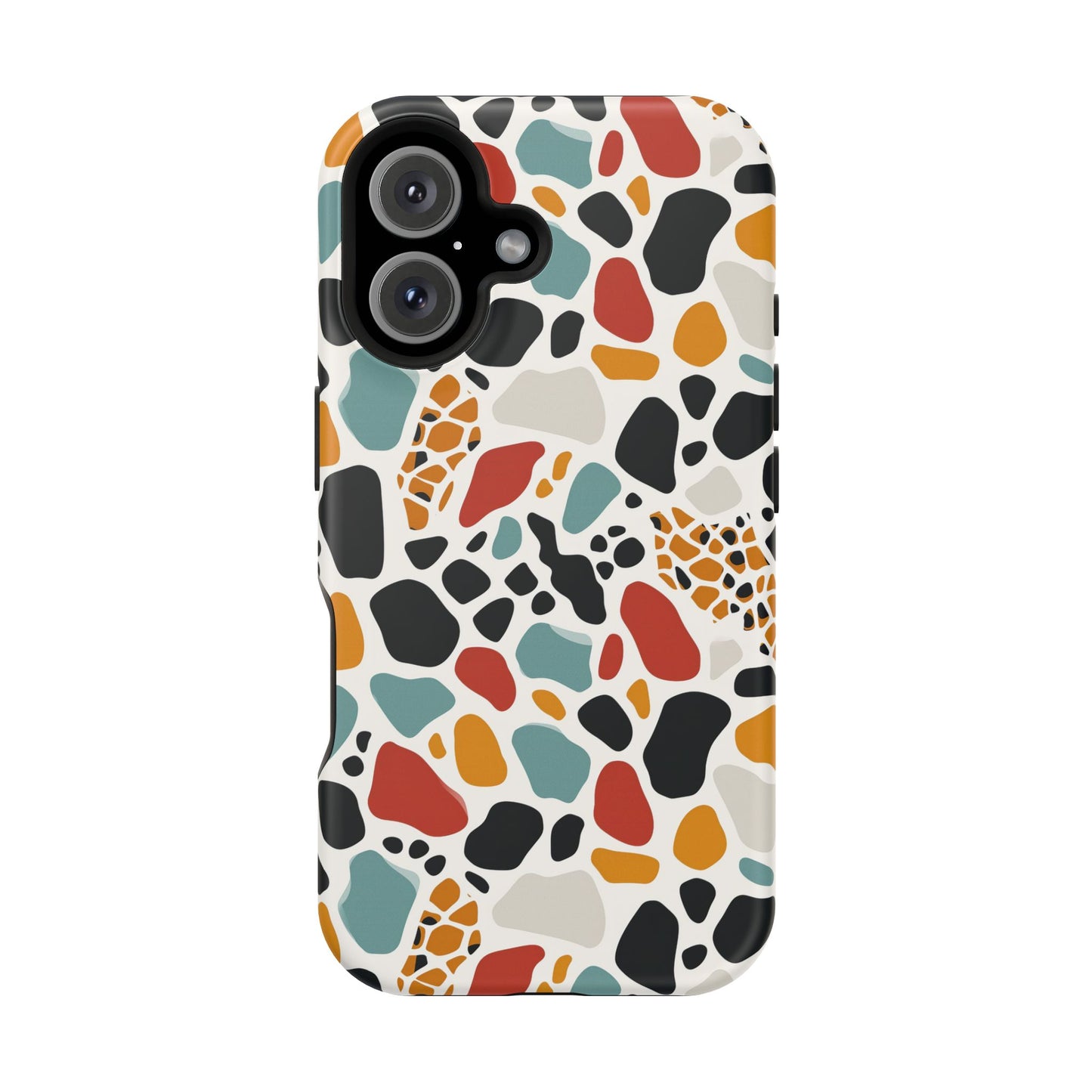 Terrazzo Pattern Magnetic Impact Phone Case — Colorful Retro Pebble Design