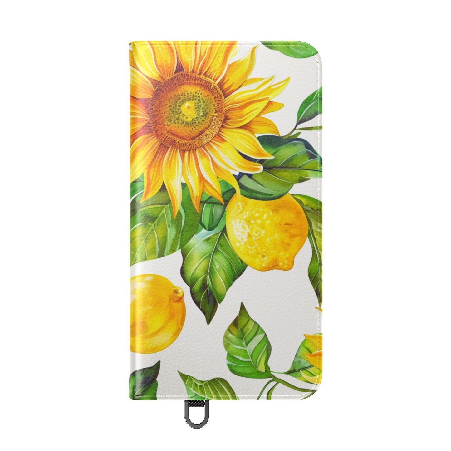 Sunflower & Lemon Flip Phone Case – Floral Wallet Flip Case with Card Slots