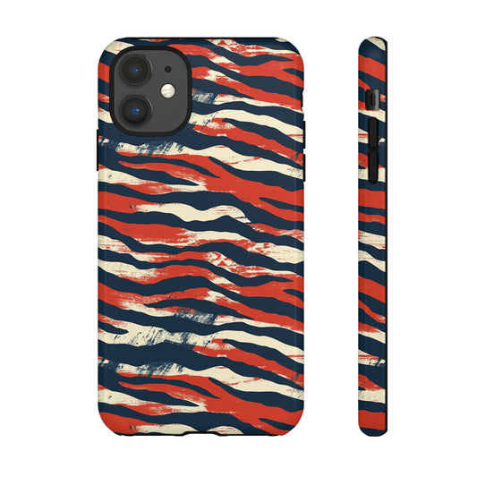 Patriotic Red White Blue Zebra Phone Case,Africa Pattern
