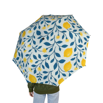 Foldable Umbrella — Lemon Branch Print Semi‑Automatic Travel Umbrella,Perfect Gift For Her .