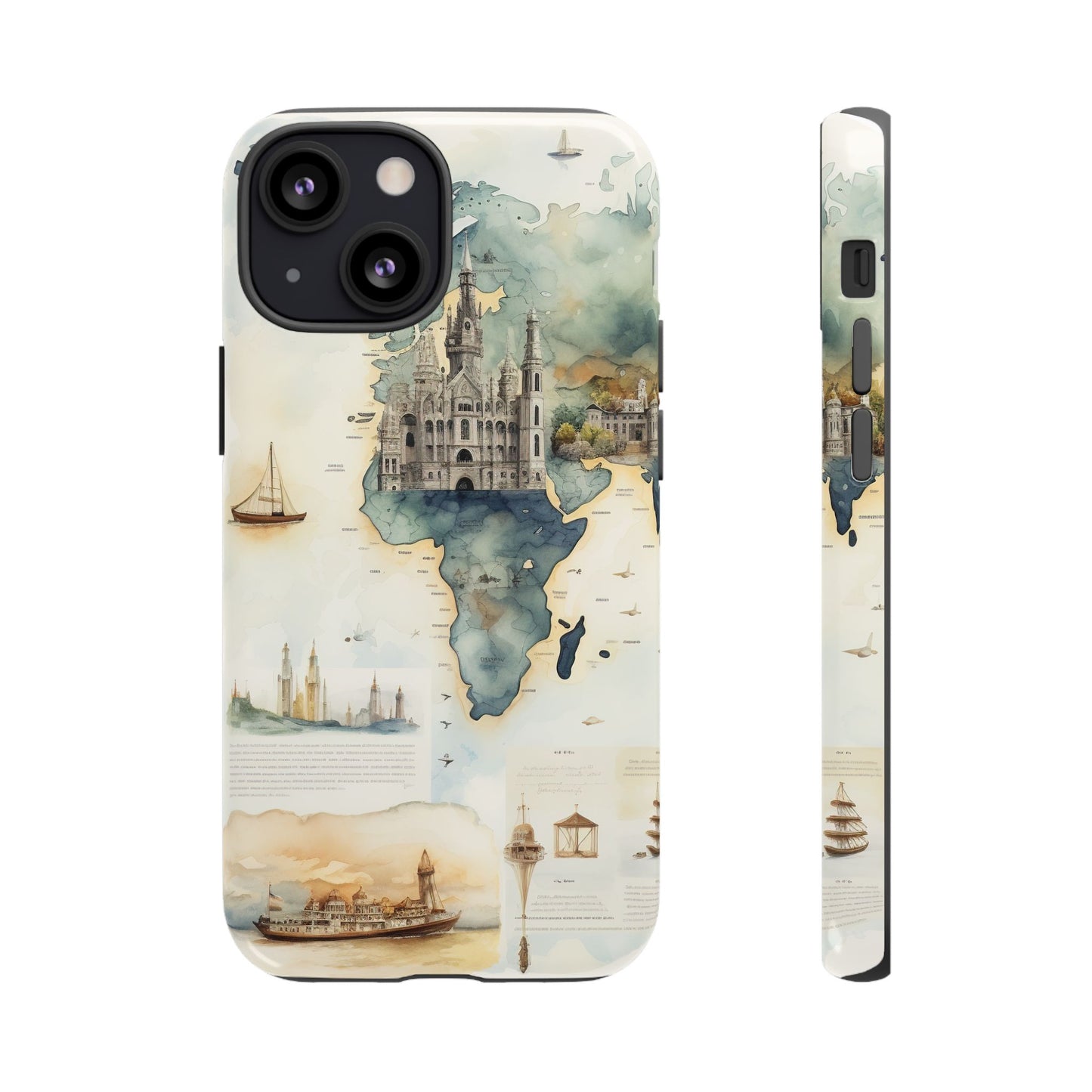 Hard Phone Case — Watercolor Fantasy Map Castle Design