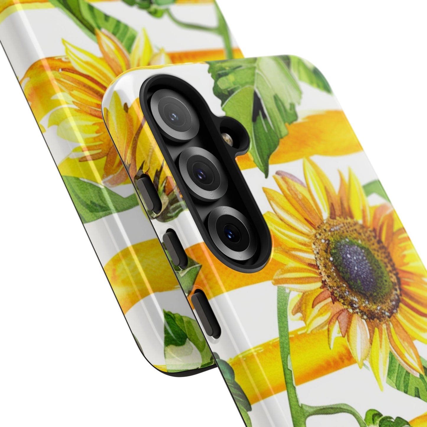 Sunflower Stripes Phone Case - Bright Floral Tough Case