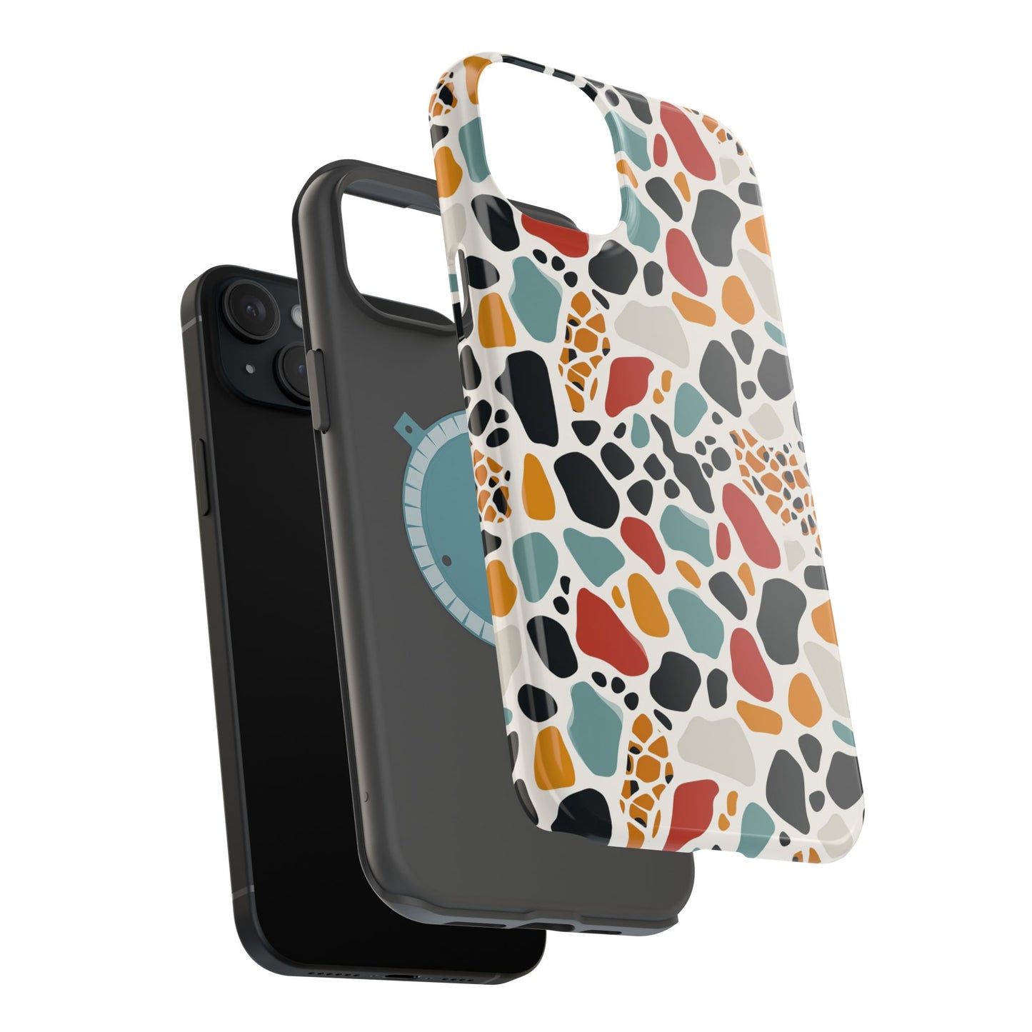 Terrazzo Pattern Magnetic Impact Phone Case — Colorful Retro Pebble Design