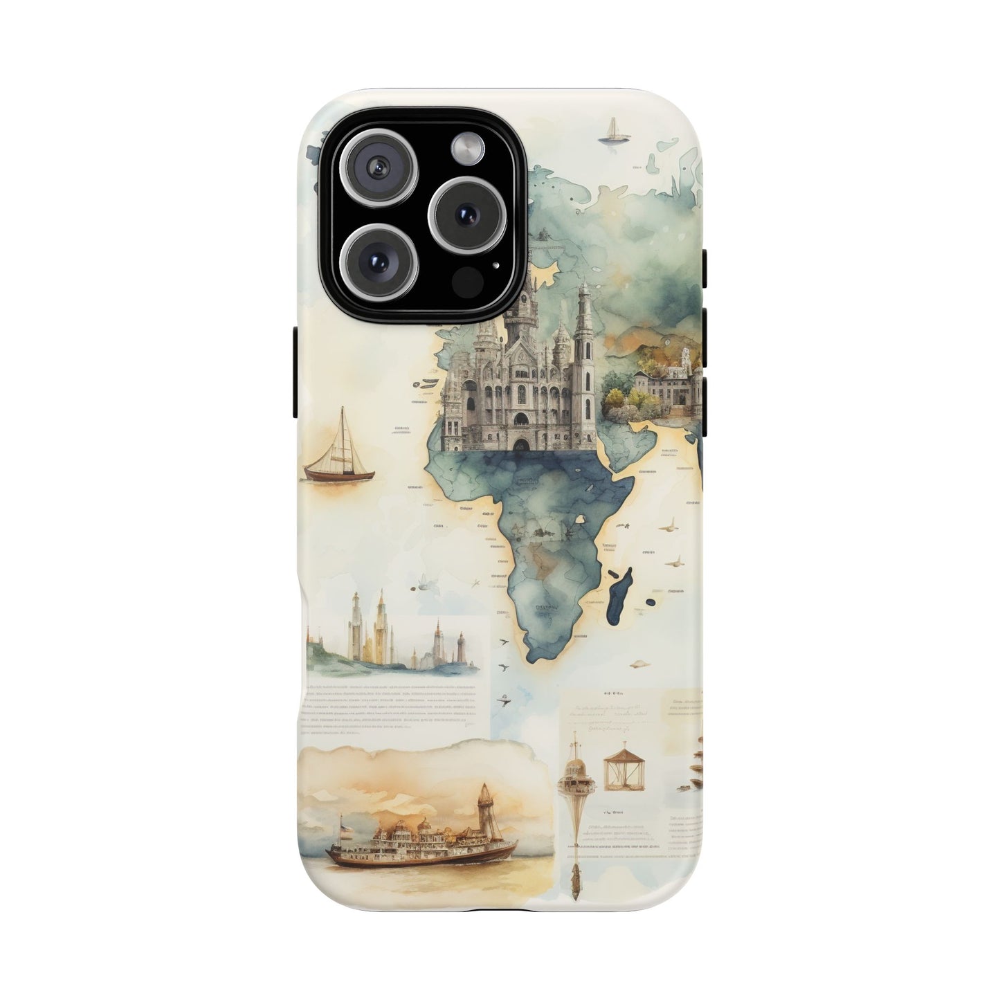 Hard Phone Case — Watercolor Fantasy Map Castle Design