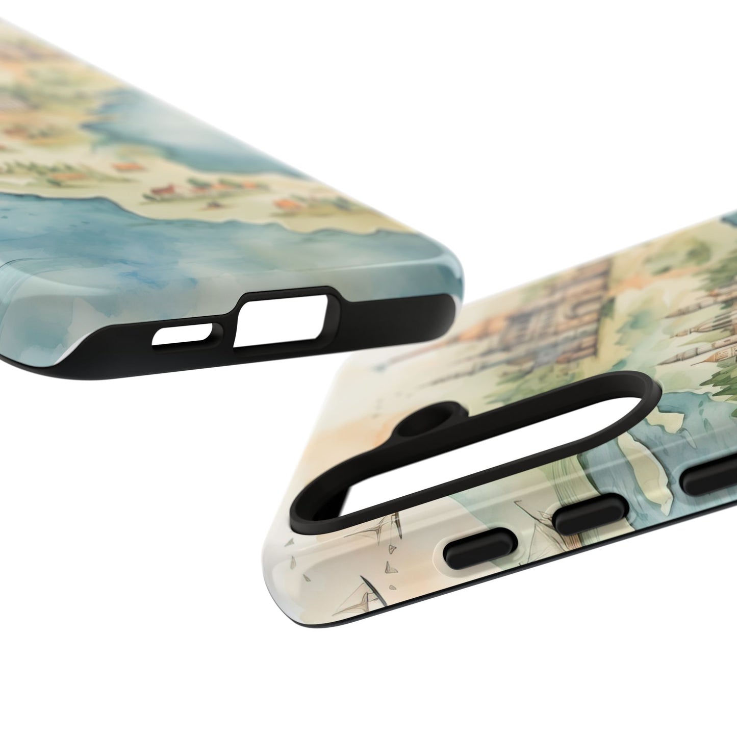 Hard Phone Case — Watercolor Fantasy Map Castle Design