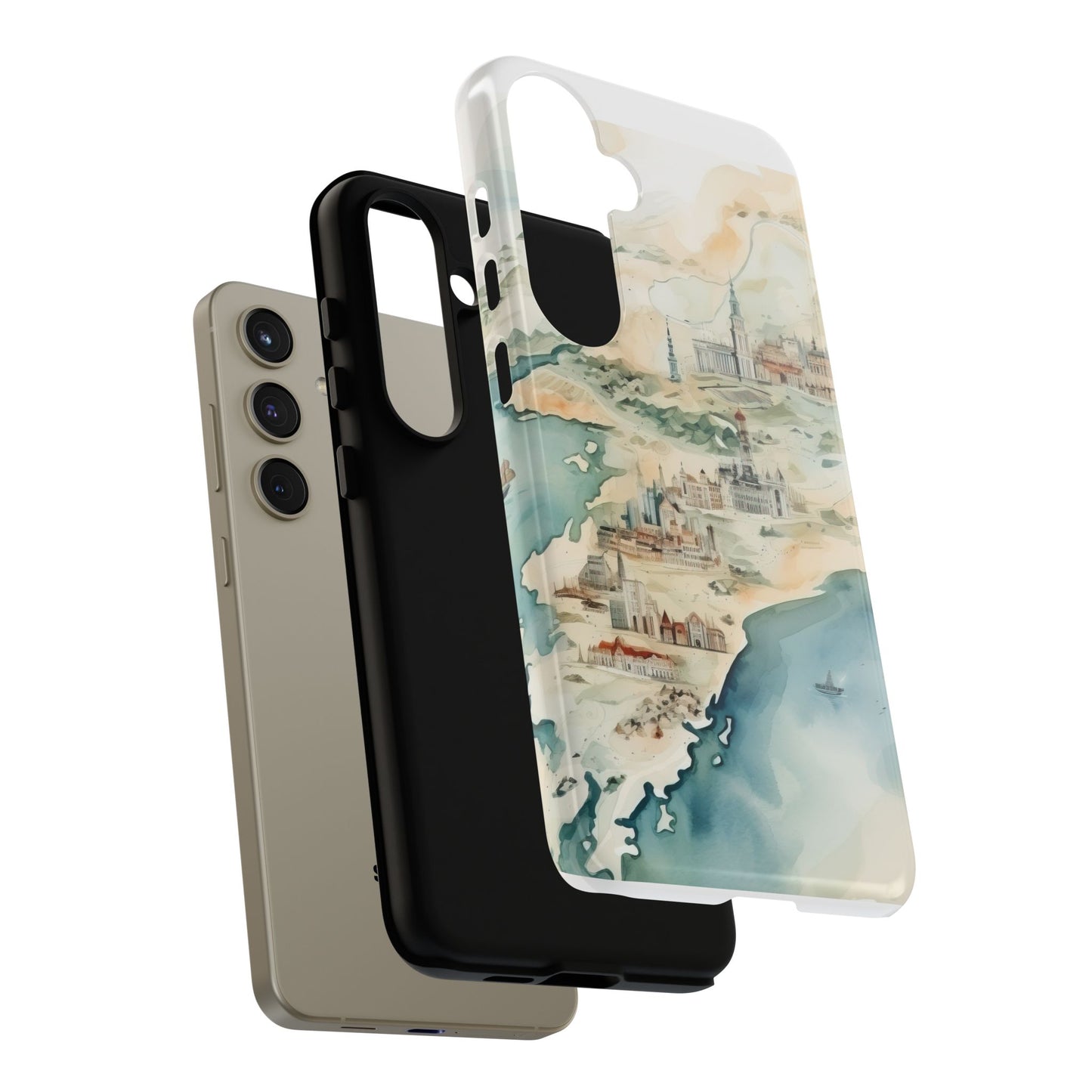 Hard Phone Case — Watercolor Fantasy Map Castle Design