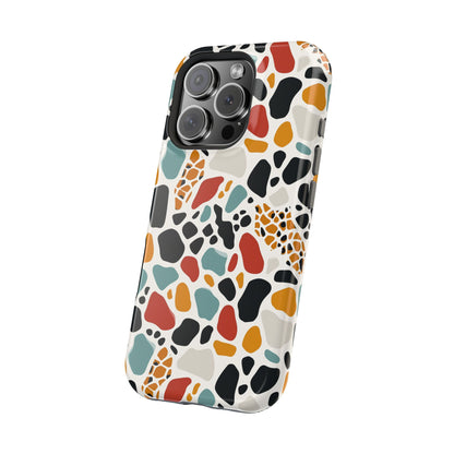 Terrazzo Pattern Magnetic Impact Phone Case — Colorful Retro Pebble Design