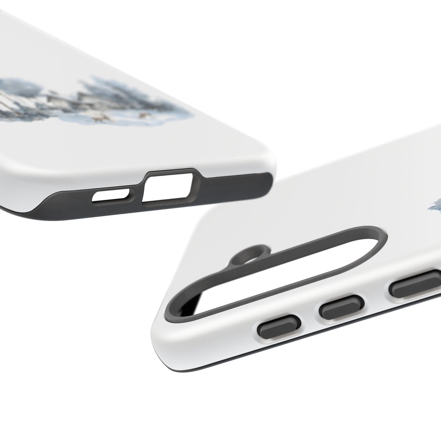 Nature-Inspired Tough Phone Case with Winter Cabin Design