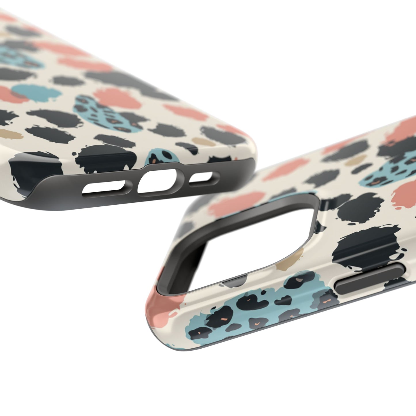 Leopard Splash Magnetic Impact Phone Case — Teal & Coral Animal Print
