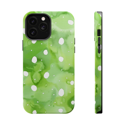 Green Watercolor Polka Dot Magnetic Impact Phone Case