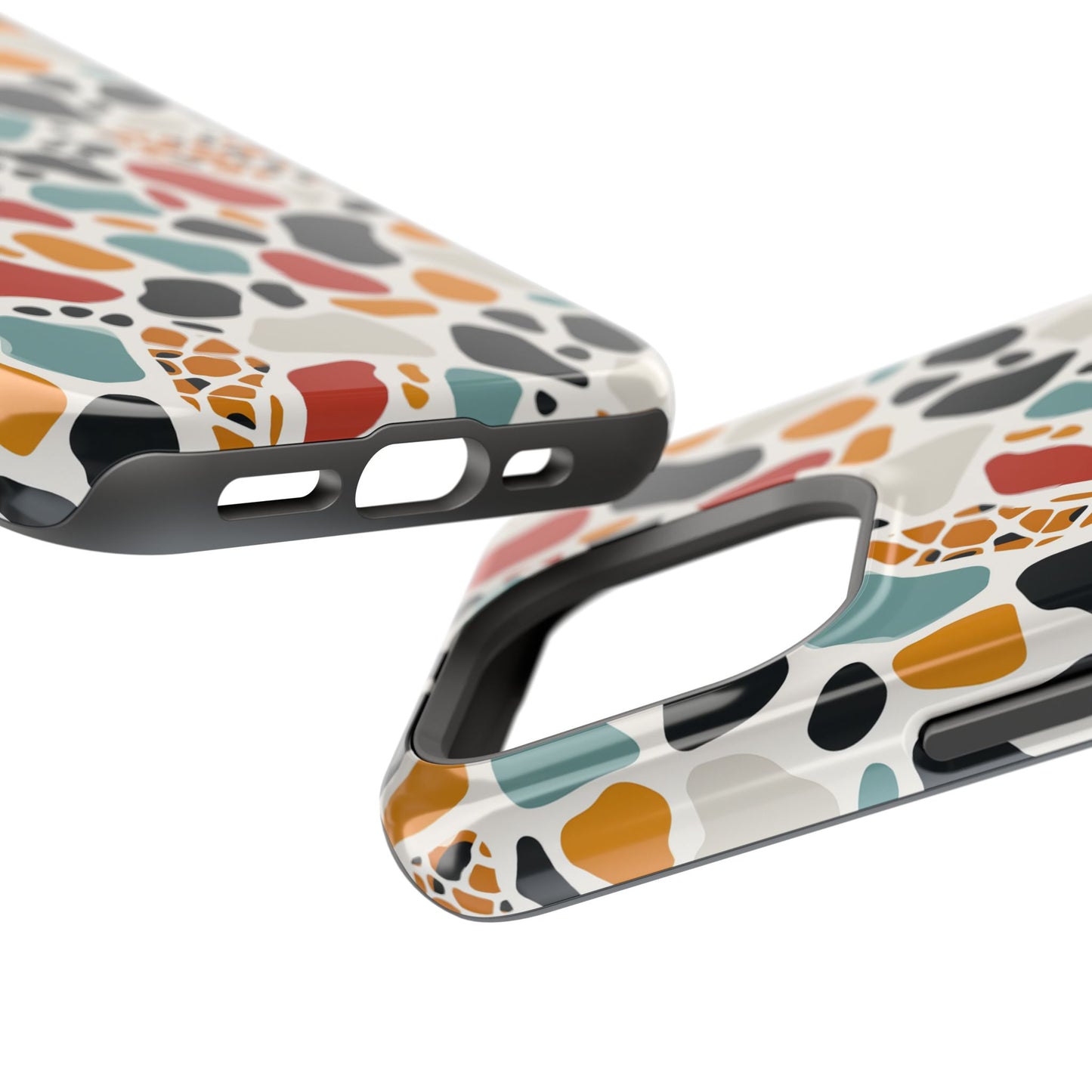 Terrazzo Pattern Magnetic Impact Phone Case — Colorful Retro Pebble Design