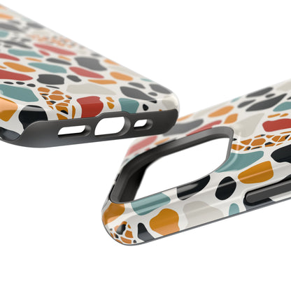 Terrazzo Pattern Magnetic Impact Phone Case — Colorful Retro Pebble Design