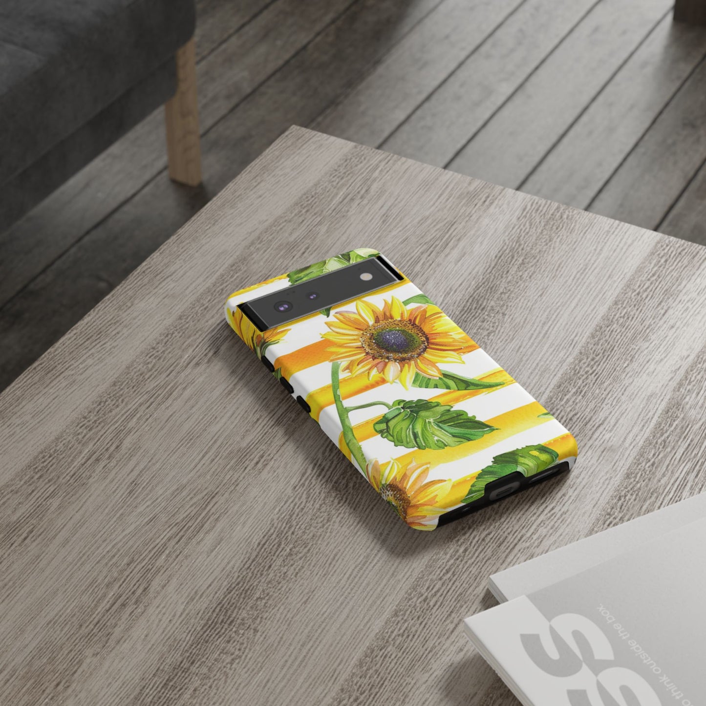 Sunflower Stripes Phone Case - Bright Floral Tough Case