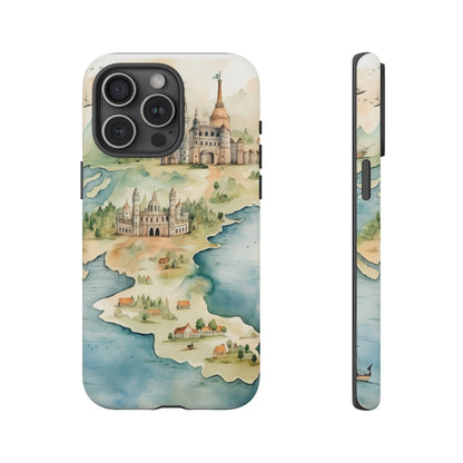 Hard Phone Case — Watercolor Fantasy Map Castle Design