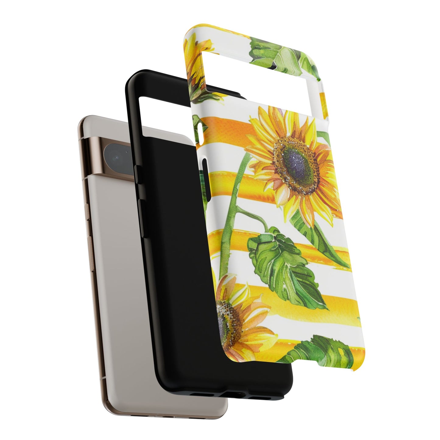 Sunflower Stripes Phone Case - Bright Floral Tough Case