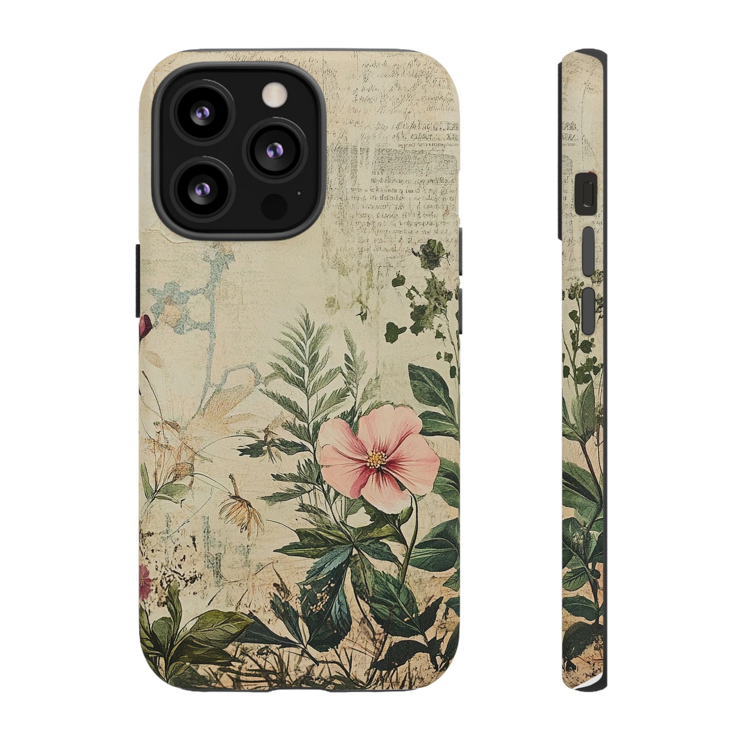 Floral Vintage Tough Case – Botanical Protective Phone Cover,Plants Lovers