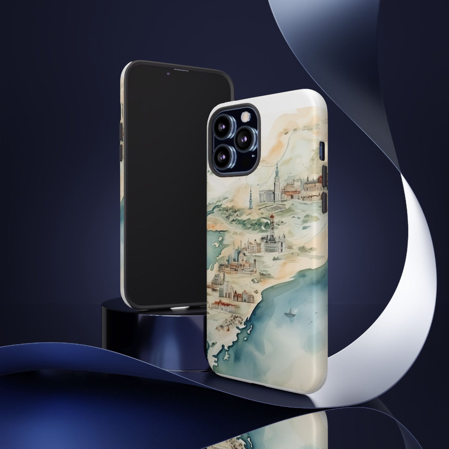 Hard Phone Case — Watercolor Fantasy Map Castle Design