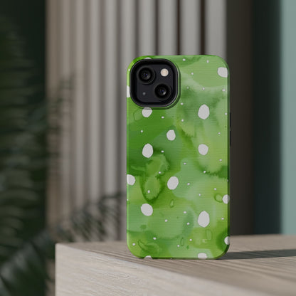 Green Watercolor Polka Dot Magnetic Impact Phone Case