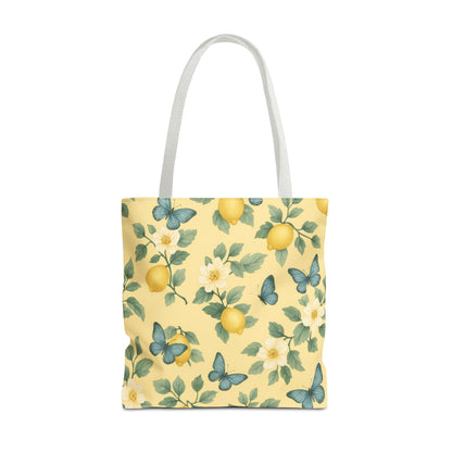Sunny Lemon Blossom Tote Bag, Summer Vibes, Eco-Friendly Shopping Bag, Floral Market Tote, Perfect Gift for her/him