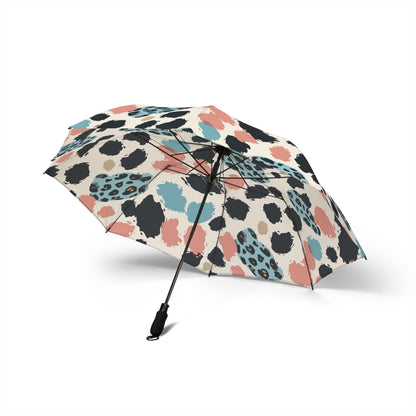 Compact Foldable Umbrella — Pastel Leopard Print Semi-Automatic Travel Umbrella